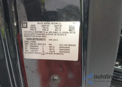 2011 Chevrolet Traverse Ltz z USA, uszkodzony, nr VIN 1GNKVLEDXBJ304724